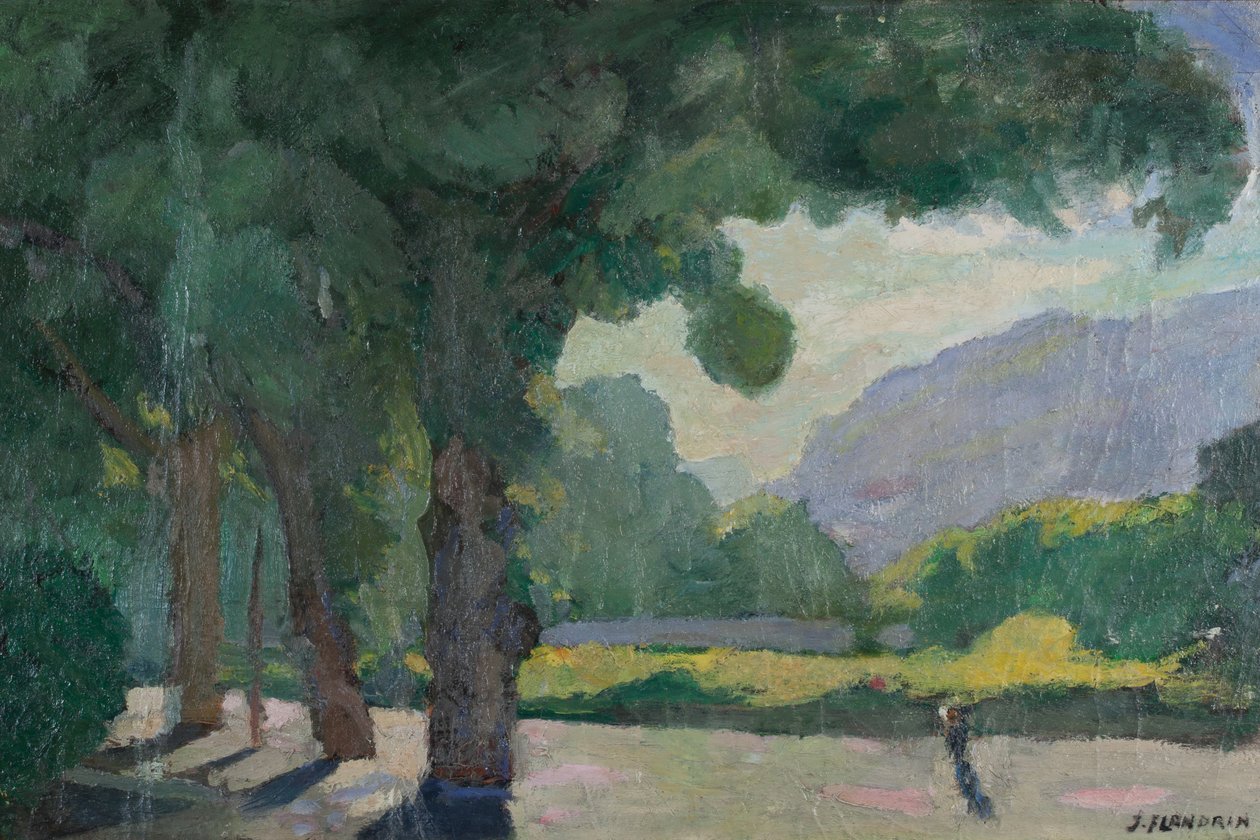 Grenoble, Île Verte 1922-es nézete Olaj, karton alkotó: Jules Flandrin