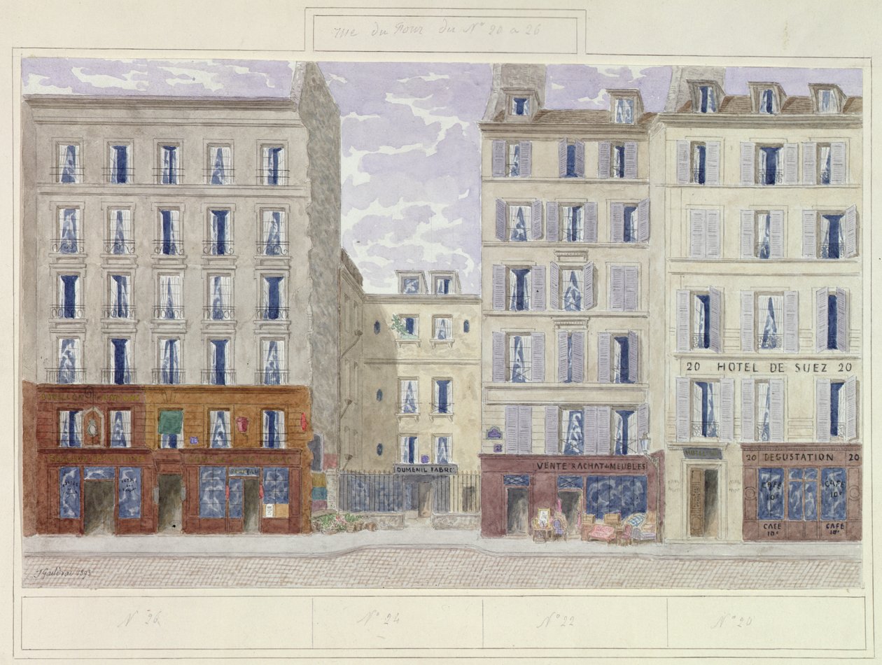 Rue du Four 20-26. szám, Párizs, Franciaország, 1893 (wc, papír) alkotó: Jules Gaildrau