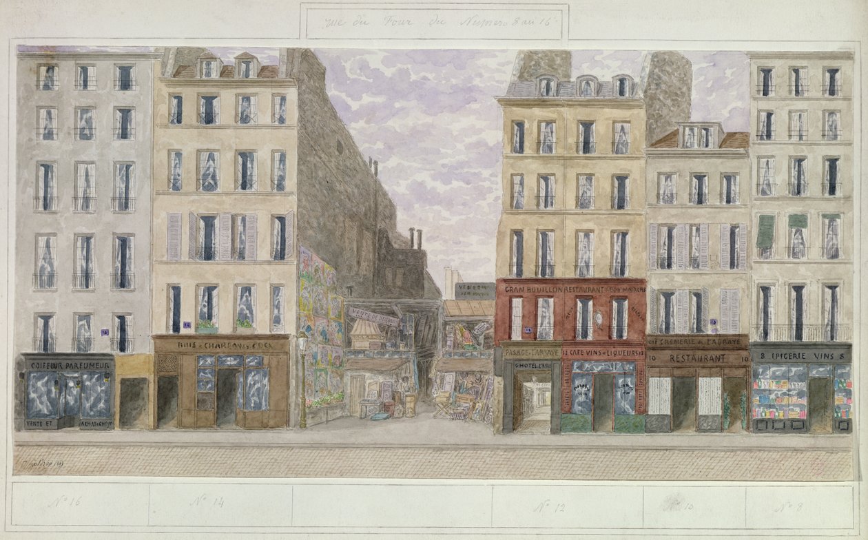 8-16 rue du Four, Párizs, Franciaország, 1893 (wc, papír) alkotó: Jules Gaildrau