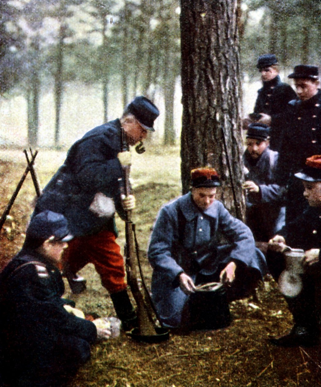 Francia katonák, Marne, 1914. szeptember (autokróm) alkotó: Jules Gervais Courtellemont