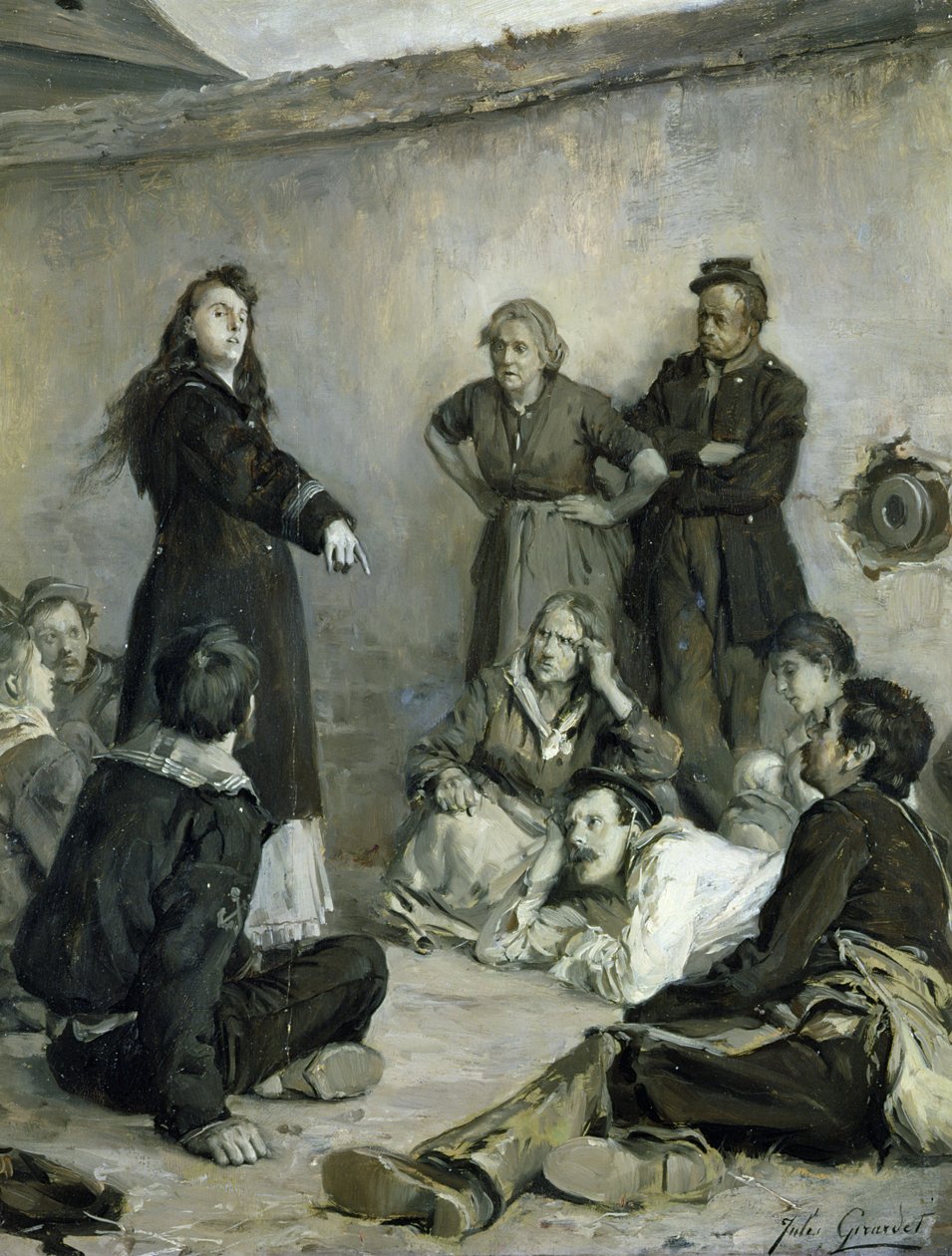 Louise Michel (1830-1905) Beszélgetés a kommunáriusokkal (olaj, vászon) alkotó: Jules Girardet