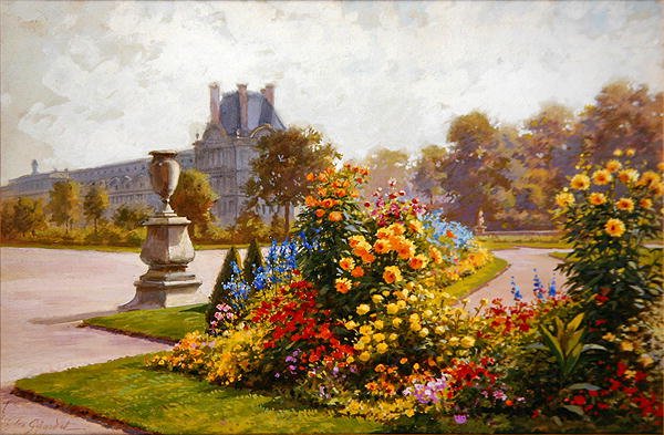 Tuileriák kertje, Párizs (akvarell és testfesték papíron) alkotó: Jules Girardet