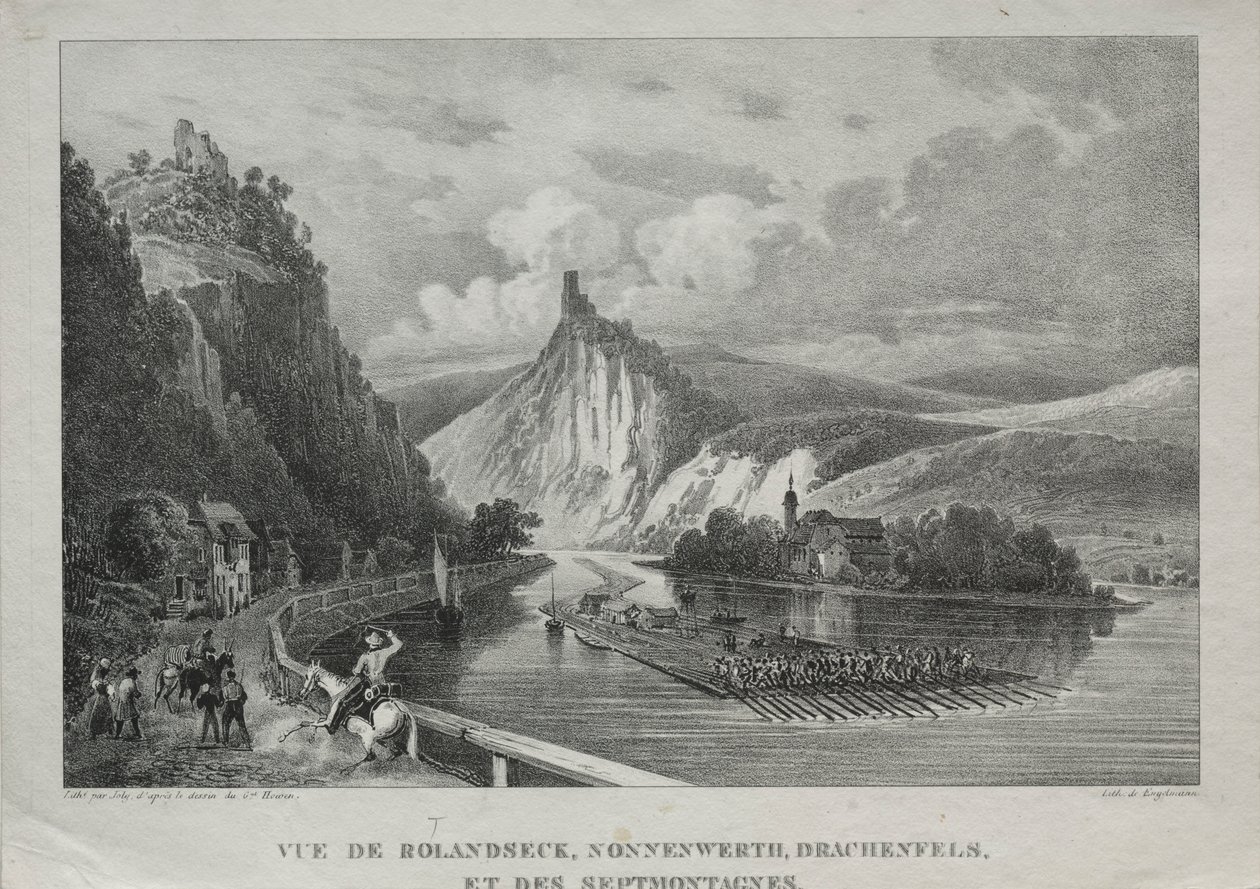 Kilátás Rolandseckre, Nonnenwerthre, Drachenfelsre és Siebenbirge-re. alkotó: Jules Jean Baptiste de Joly