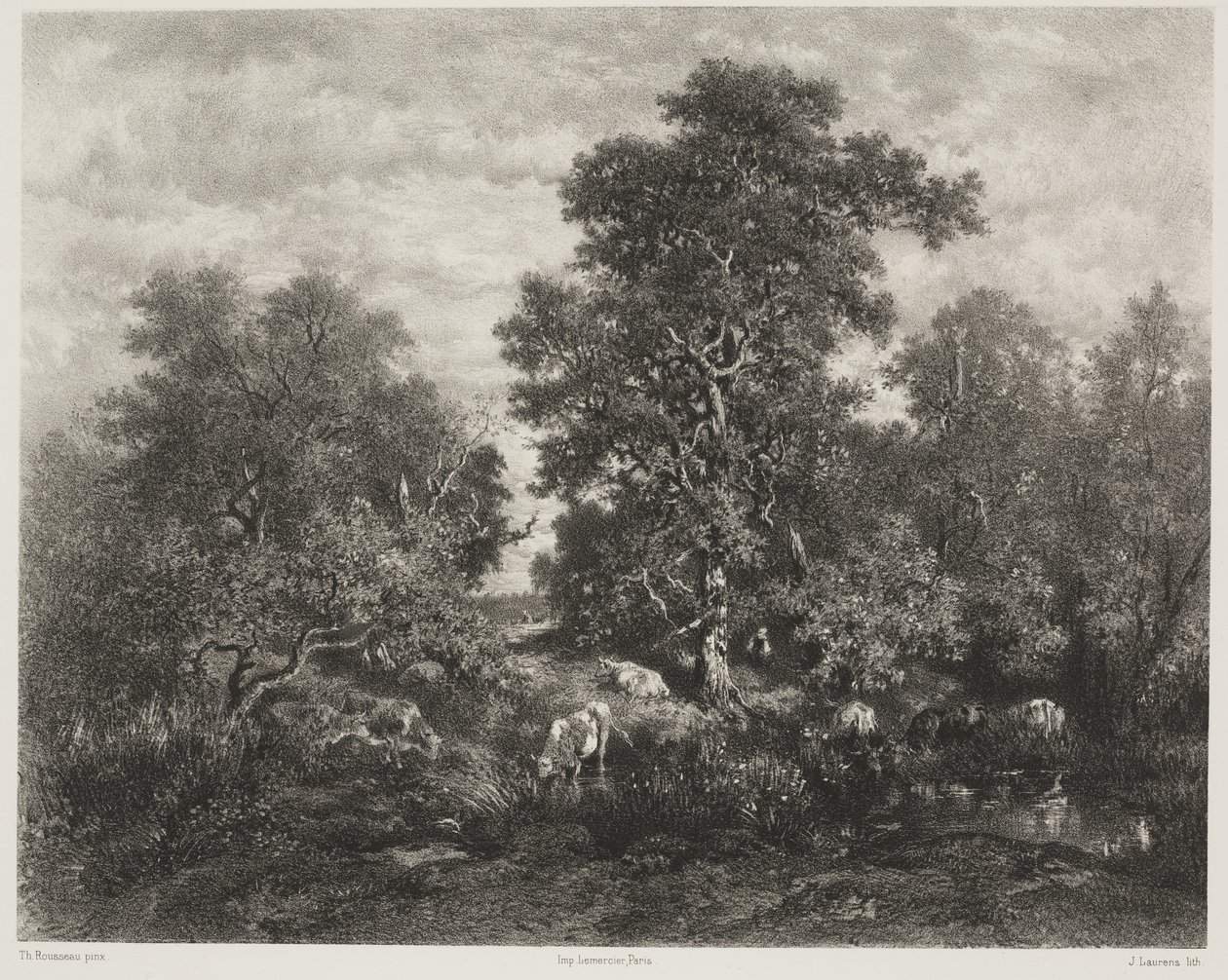 A tó, Théodore Rousseau (1812-67) nyomán alkotó: Jules Joseph Augustin Laurens