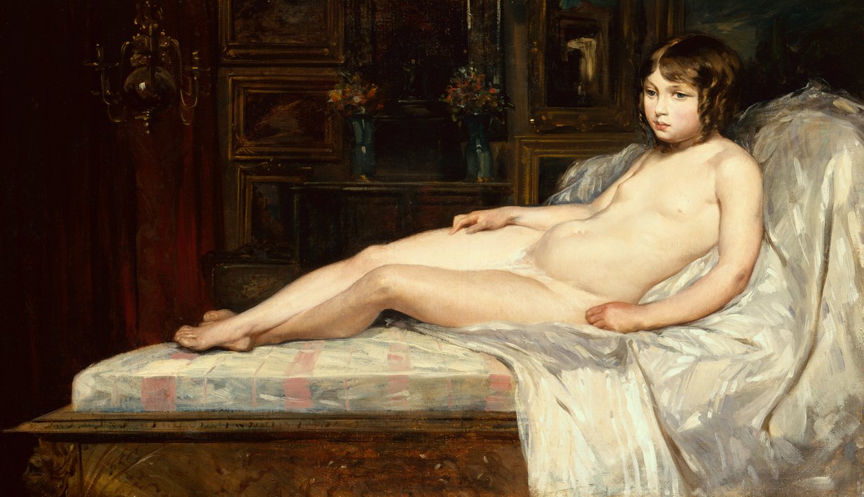 Fiatal akt fekvőtámasz (olaj, vászon) alkotó: Jules Joseph Lefebvre