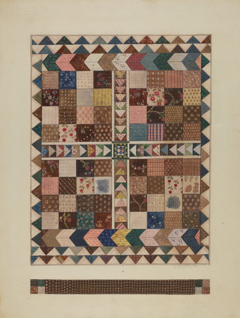 Patchwork kiságy paplan, 19351942. alkotó: Jules Lefevere