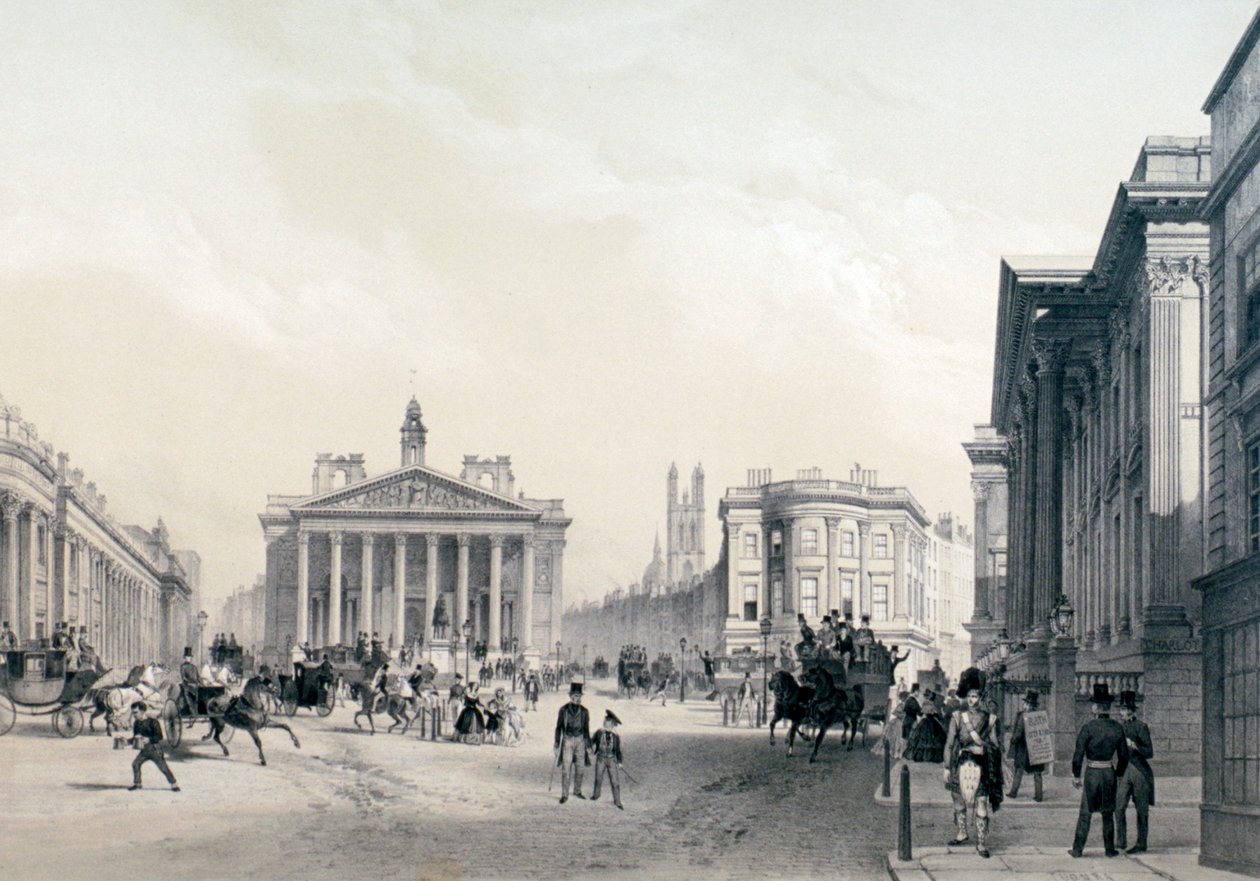The Bank of England, Royal Exchange and Mansion house, 1850 alkotó: Jules Louis Arnout