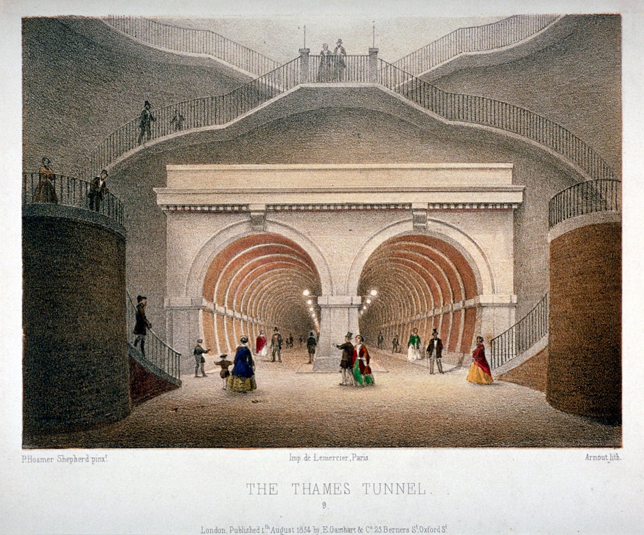 Kilátás a Temze-alagút bejáratára, London, 1854 alkotó: Jules Louis Arnout