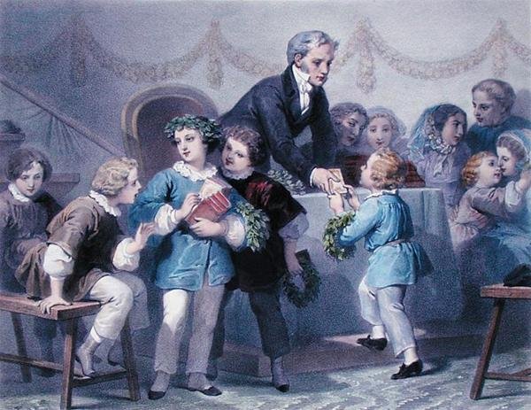A díjátadó ünnepség Henier, Bettannier és Morlon metszetével (színes litó) alkotó: Jules Marie (after) Desandre