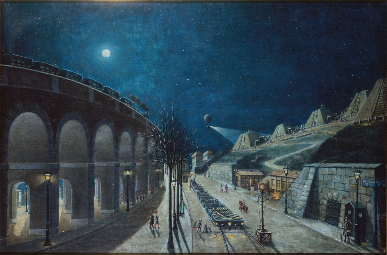 A Point-du-Jour viadukt és bástya 35, 1870. március alkotó: Jules Mary