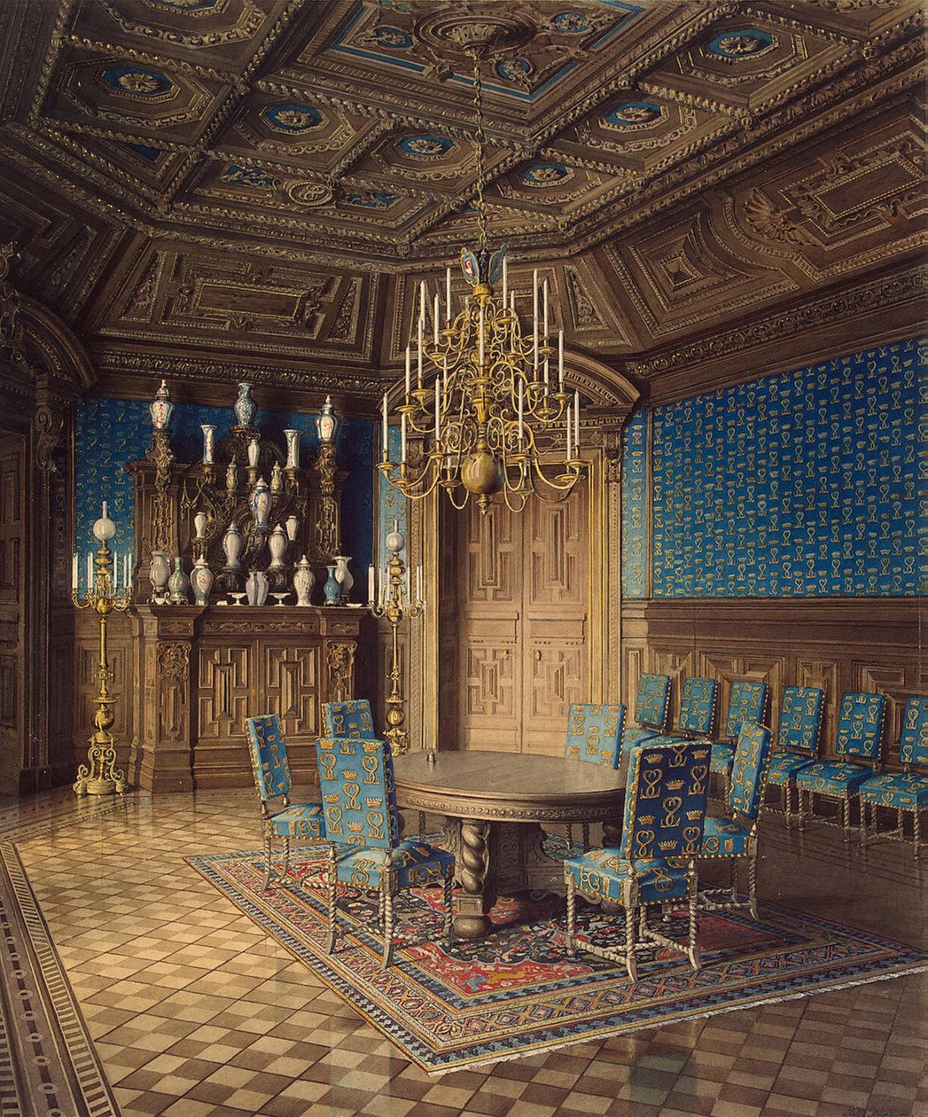 A Sztroganov-palota Szentpéterváron. Ebédlő, 1860-as évek alkotó: Jules Mayblum