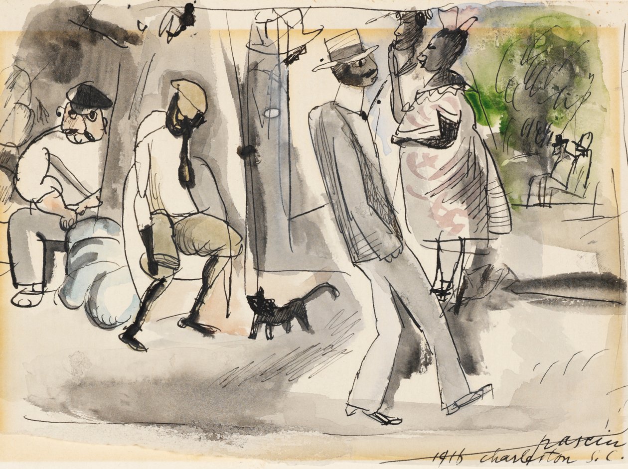 Figurák egy parkban, Charleston, Dél-Karolina, 1916 (wc papíron) alkotó: Jules Pascin