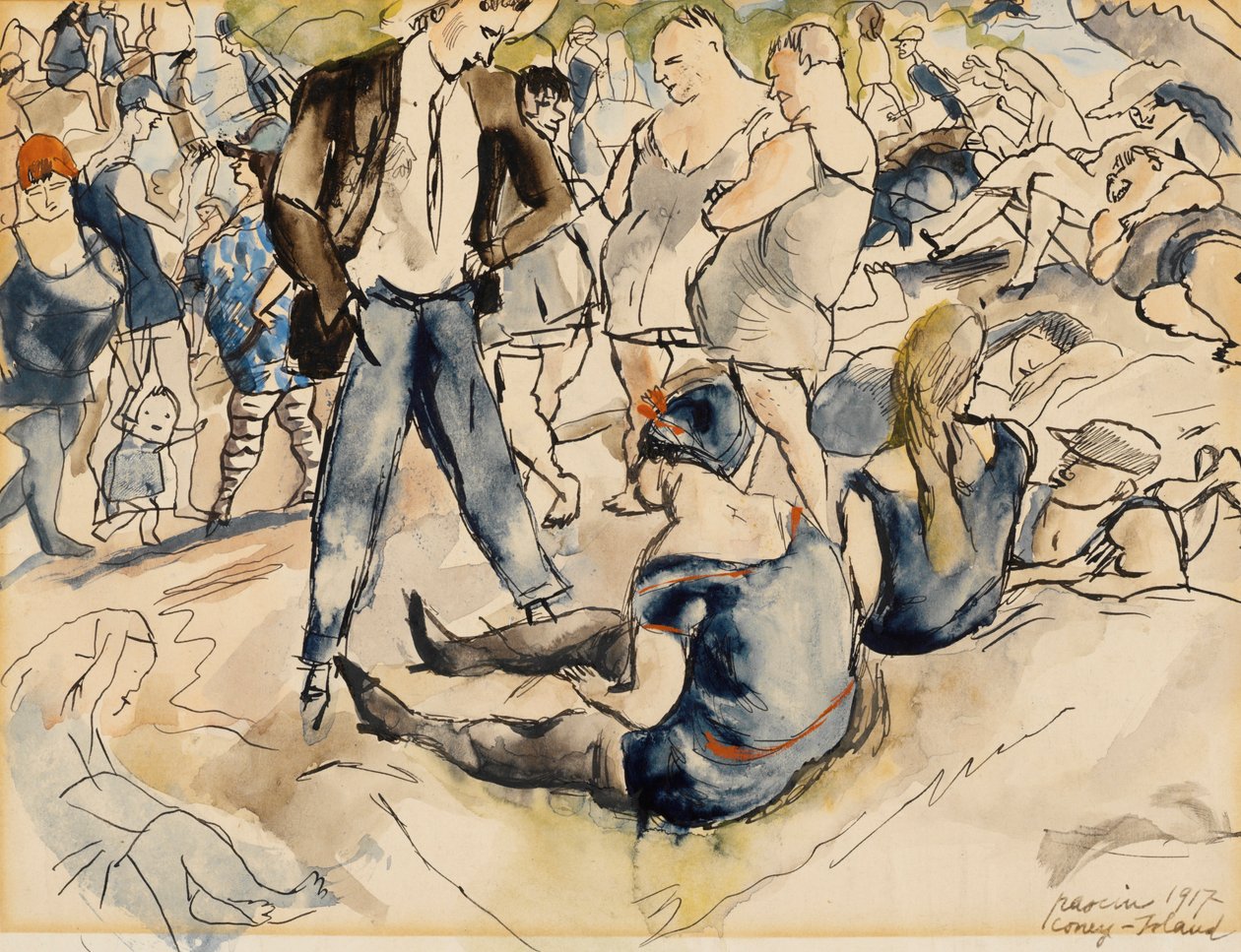 Figurák a tengerparton, Coney Island, 1917 (wc papíron) alkotó: Jules Pascin
