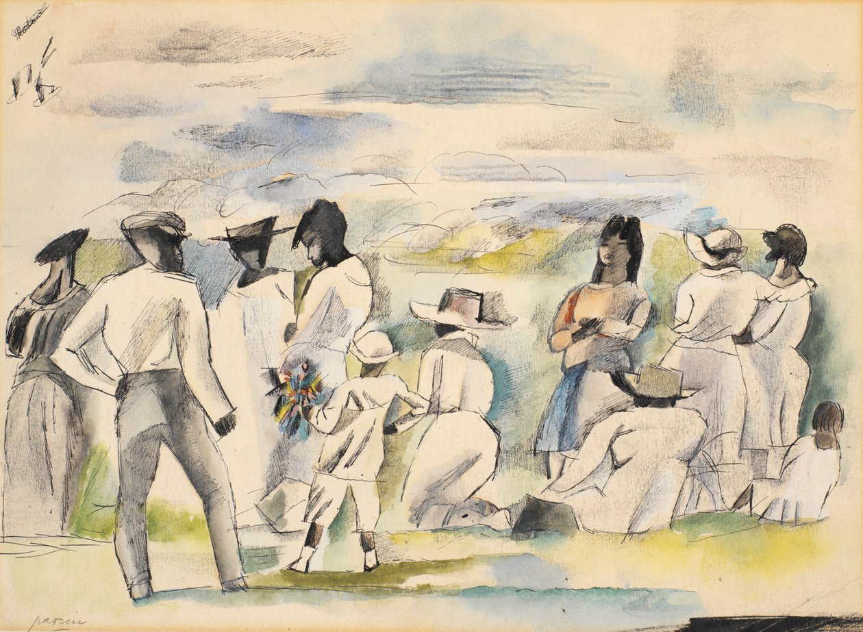 Fiú figurák csoportja virágokkal alkotó: Jules Pascin