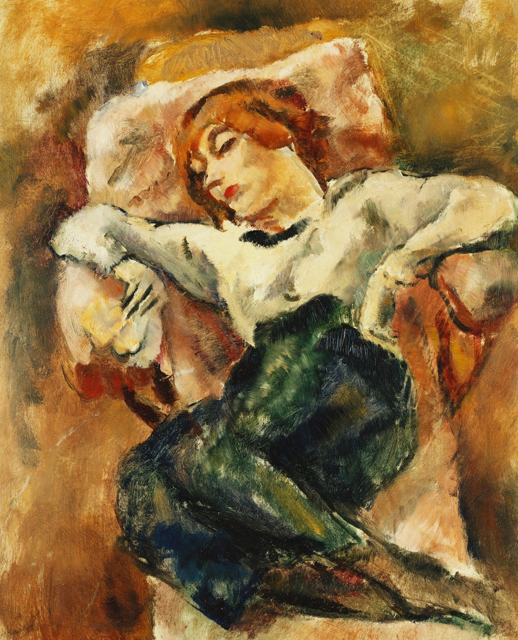 Hermine pihenő; Hermine Reposant, 1916 alkotó: Jules Pascin