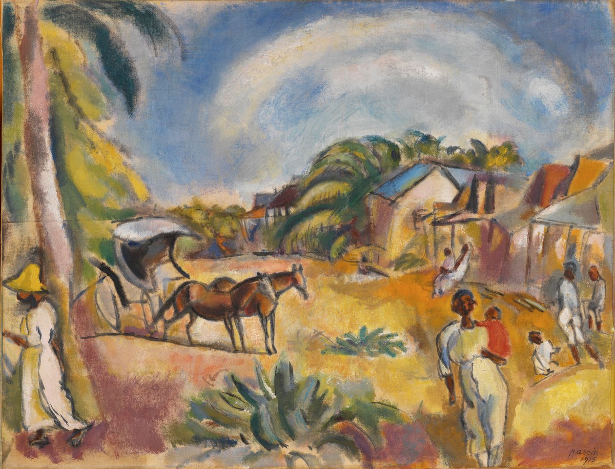 Táj figurákkal és kocsival alkotó: Jules Pascin