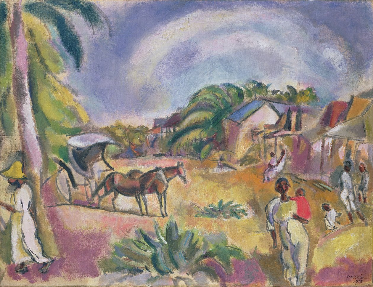 Táj alakokkal és kocsival, 1915 alkotó: Jules Pascin