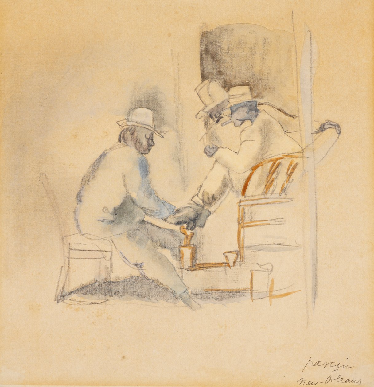 New Orleans Shoeshine (wc papíron) alkotó: Jules Pascin