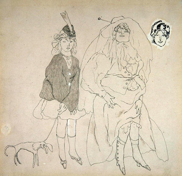 Personnages, 1906 körüli (tus és tus, mosás, papír) alkotó: Jules Pascin