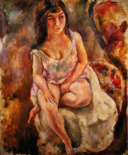 Ülő félmeztelen alkotó: Jules Pascin