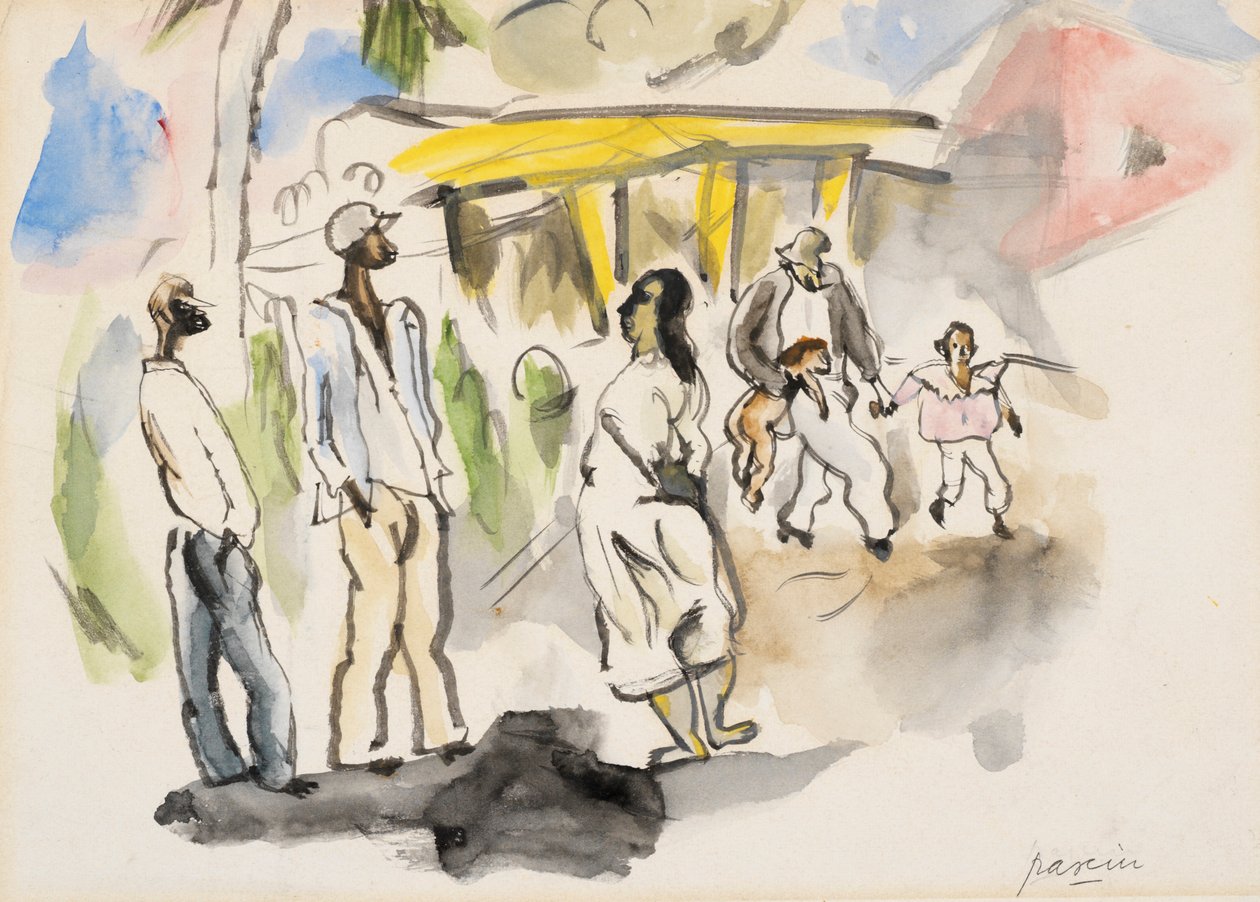 Déli jelenet: Négy fekete, két gyerek (wc papíron) alkotó: Jules Pascin