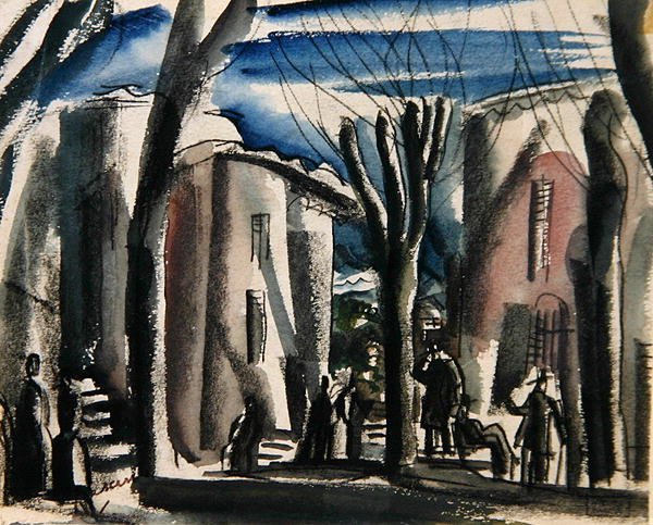 Tunisz (szén és akvarell papíron) alkotó: Jules Pascin