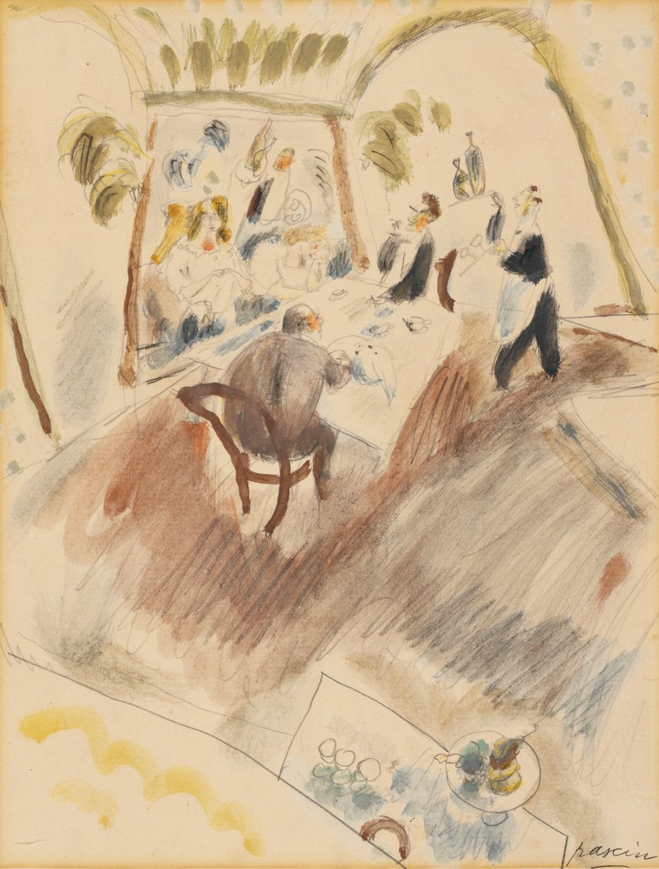 Két férfi étkező (wc papíron) alkotó: Jules Pascin