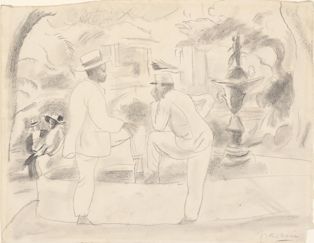 Két férfi a parkban alkotó: Jules Pascin