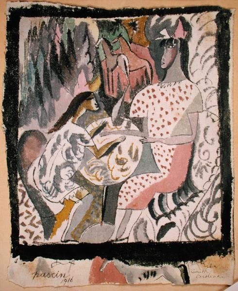 Két nő egy kör alakú asztalnál, Dél-Karolina alkotó: Jules Pascin