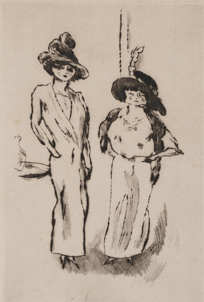 Két nő a bálban, 1910 körül (rézkarc) alkotó: Jules Pascin
