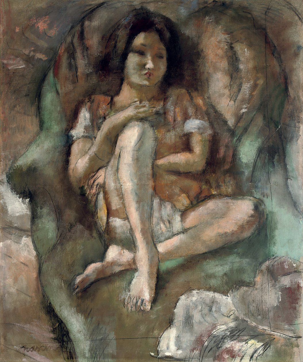 Fiatal lány karosszékben; Fiatal lány egy karosszékben, 1922 alkotó: Jules Pascin