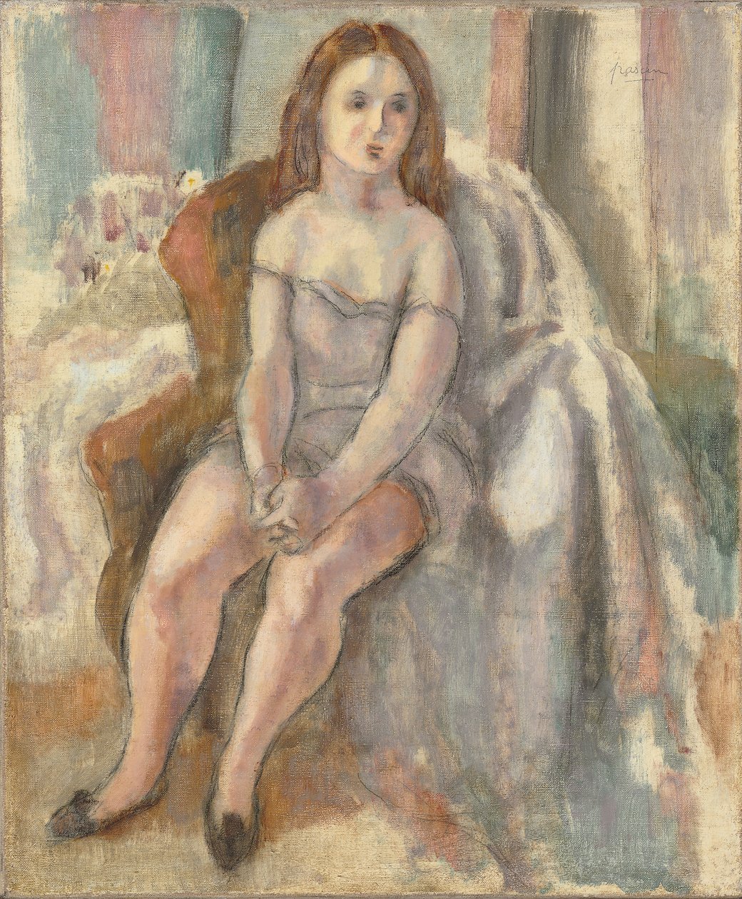Fiatal nő fehér ruhában alkotó: Jules Pascin
