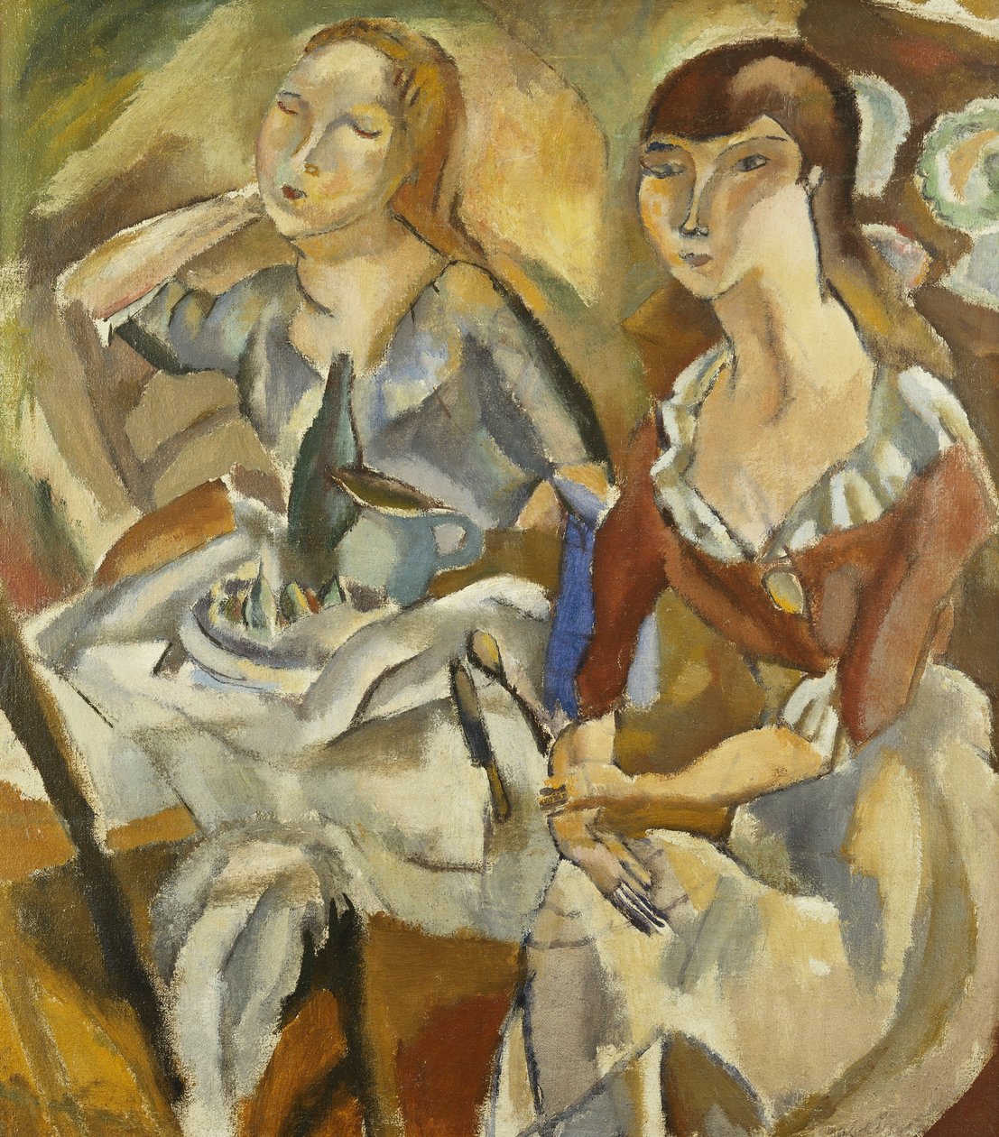 Fiatal nők egy asztalnál; Fiatal lányok asztaloknál (Recto), 1915-1919 körül (olaj, vászon) alkotó: Jules Pascin