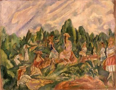 Fiatal nők egy tájban, 1920 körül (olaj, vászon) alkotó: Jules Pascin