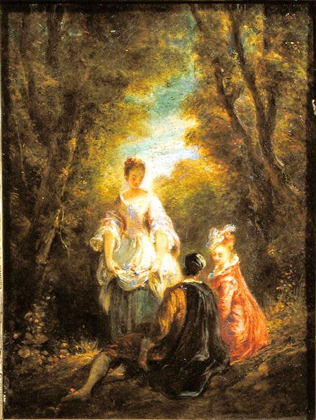 Beszélgetés a parkban (olaj, papír, vászon) alkotó: Jules Robert Auguste