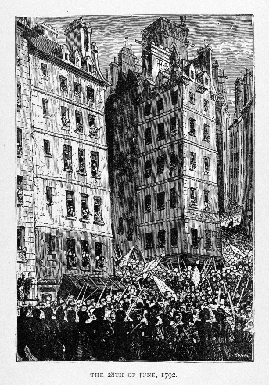 Június 28., 1792, Stephane Pannemaker (1847-1930) metszete, Emile de Bonnechose "The History of France" című művéből, kiadta a Ward, Lock and Com London. alkotó: Jules Theophile Schuler