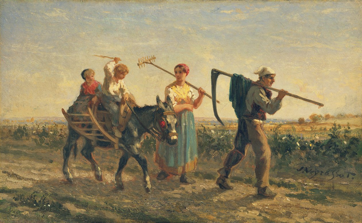 Hazatérés (olaj, vászon) alkotó: Jules Veyrassat