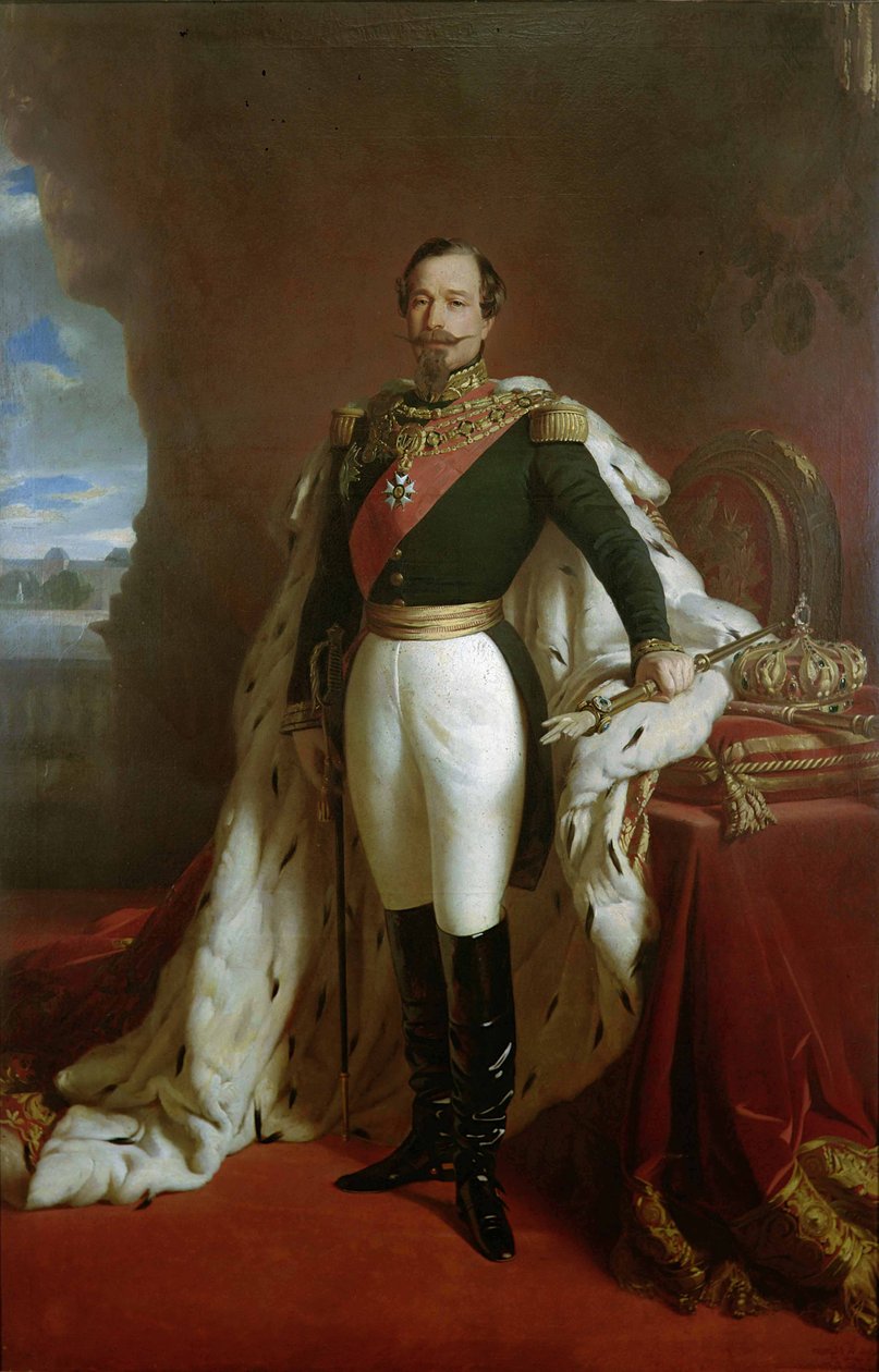 III. Napóleon császár (1808-73) portréja koronázási köntösben alkotó: Jules de Vignon