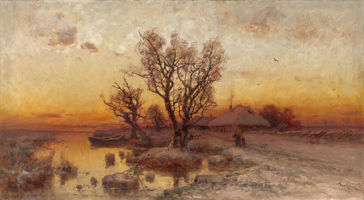 Naplemente egy ukrán Hamlet felett, 1915 alkotó: Juli Julievich Klever