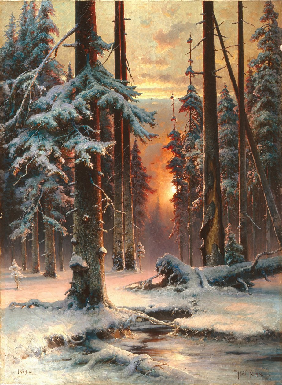 Téli naplemente a Fenyőerdőben, 1889 alkotó: Juli Julievich Klever