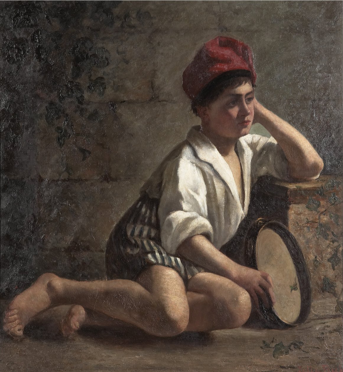 Fiú tamburinnal alkotó: Julia Beck