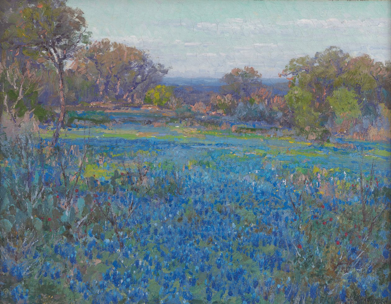 Kék motorháztetők mezője, késő délutáni napfény alkotó: Julian Onderdonk