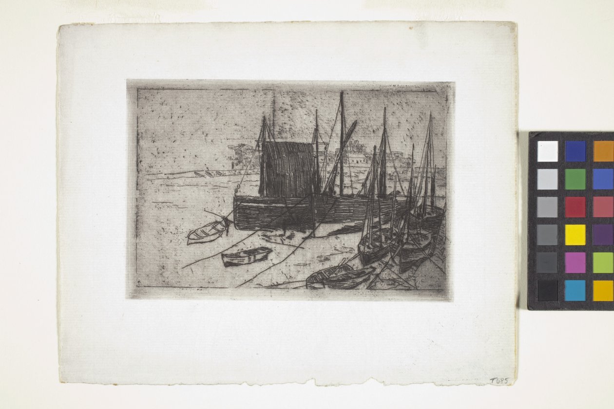 Hajók Port Erinben – Man-sziget (rézkarc) alkotó: Julian Alden Weir