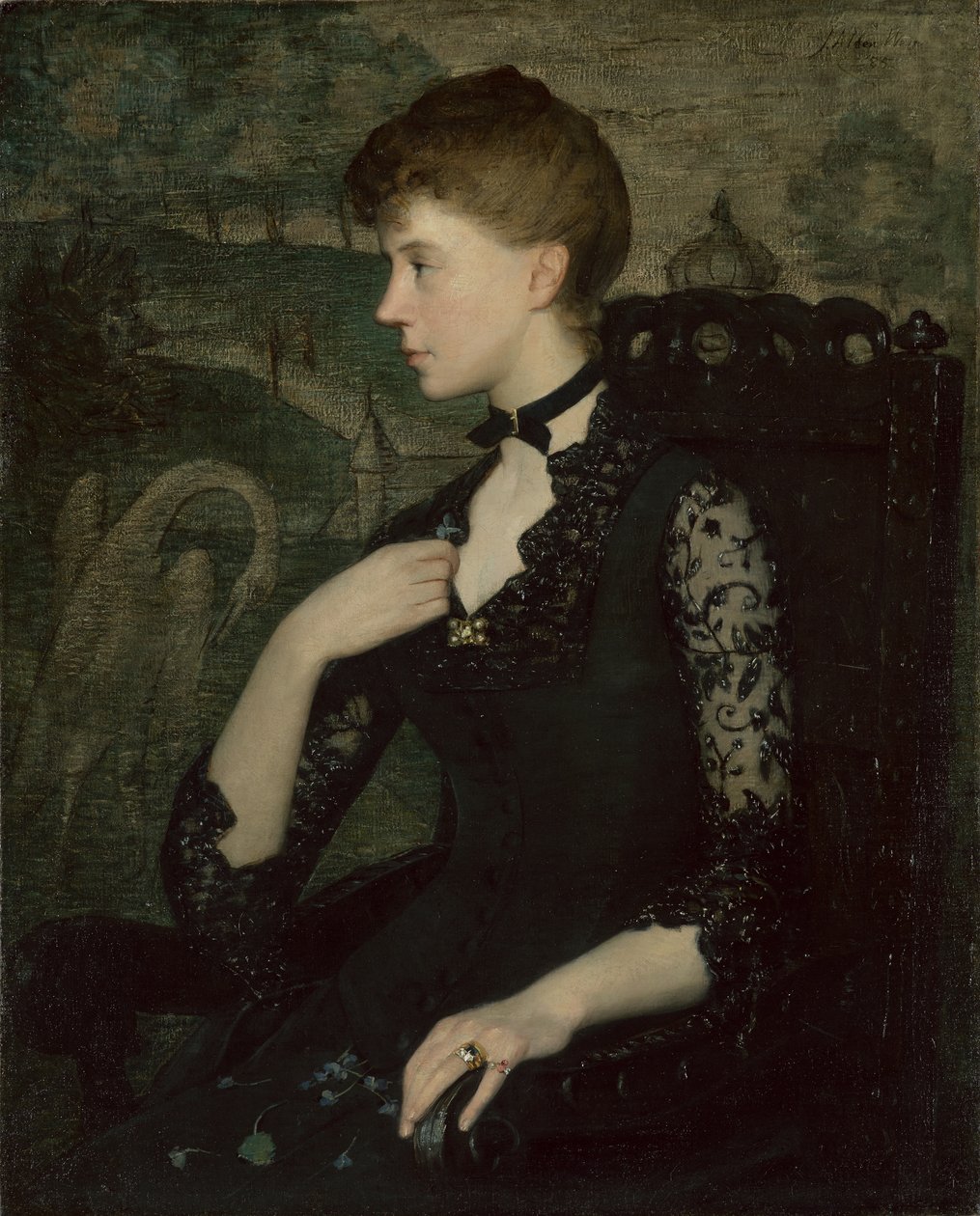A fekete csipkeruha (a művész feleségének portréja) alkotó: Julian Alden Weir
