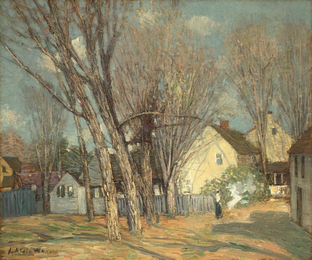 Windham Village, 1913-14 körül (olaj, mahagóni panel) alkotó: Julian Alden Weir