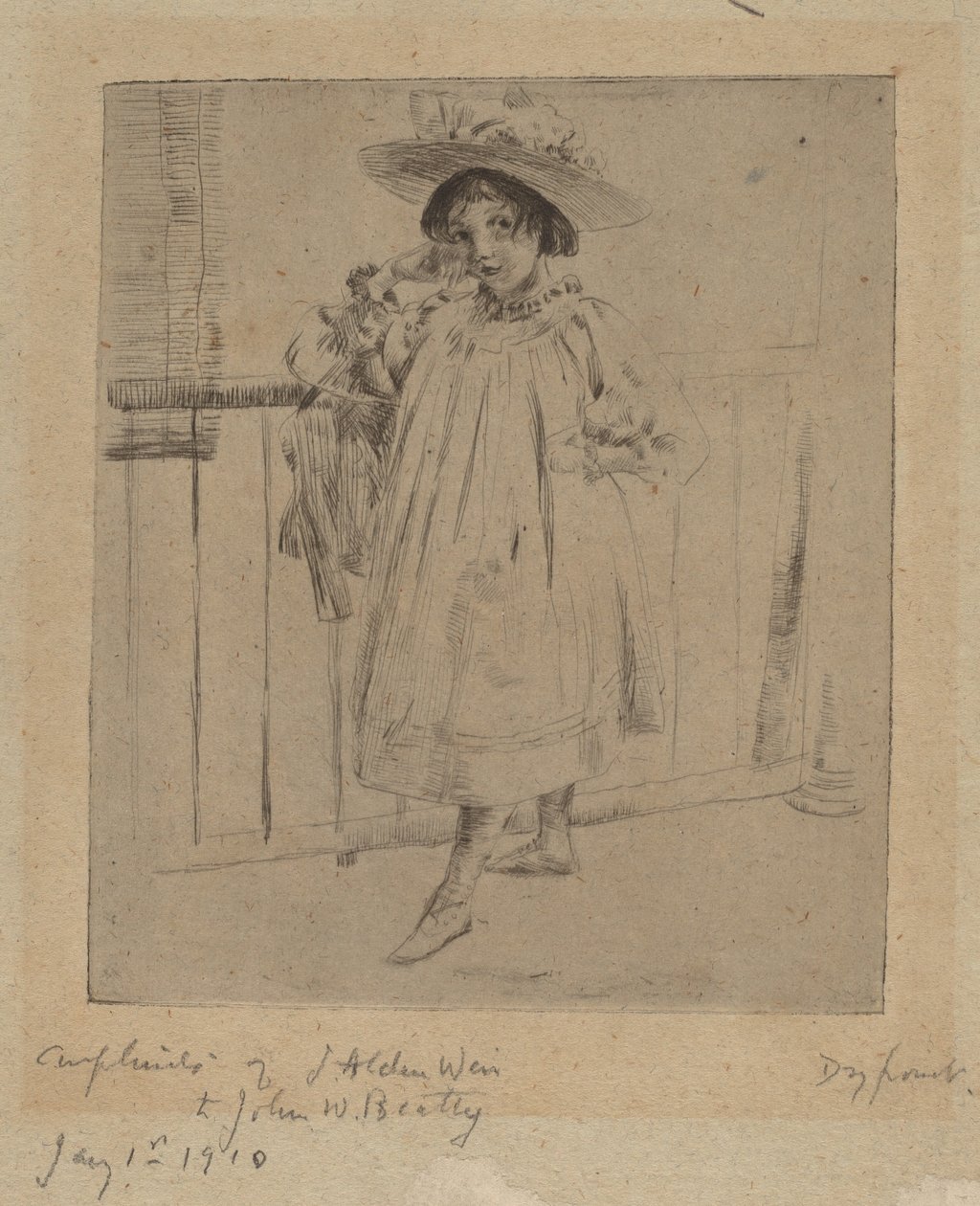 Fiatal lány nagy kalappal alkotó: Julian Alden Weir