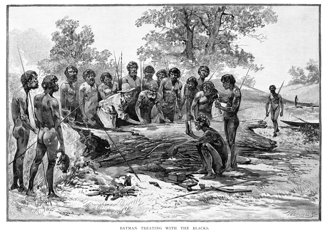 Batman Treating with the Blacks, 1835, 1886. alkotó: Julian Ashton