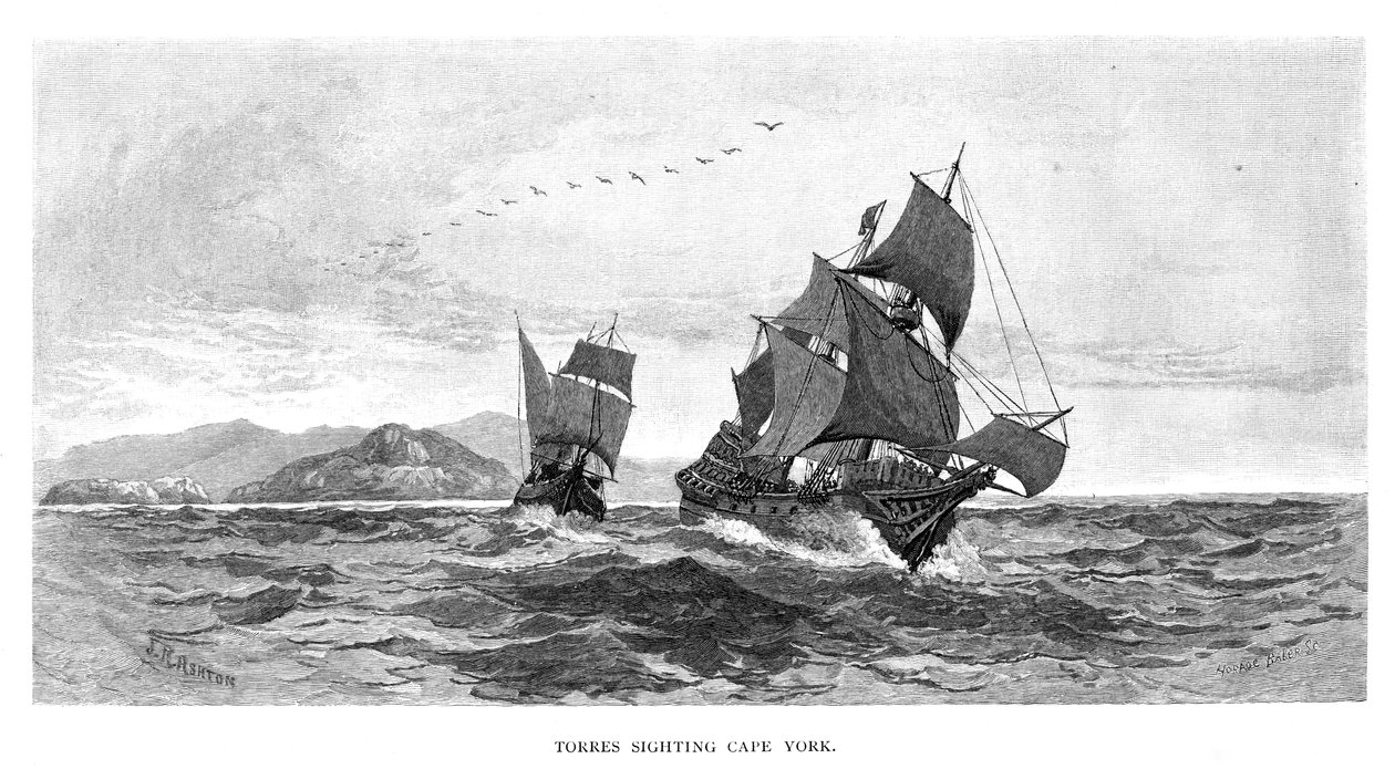 Torres észrevette Cape Yorkot, 1606, 1886 alkotó: Julian Ashton