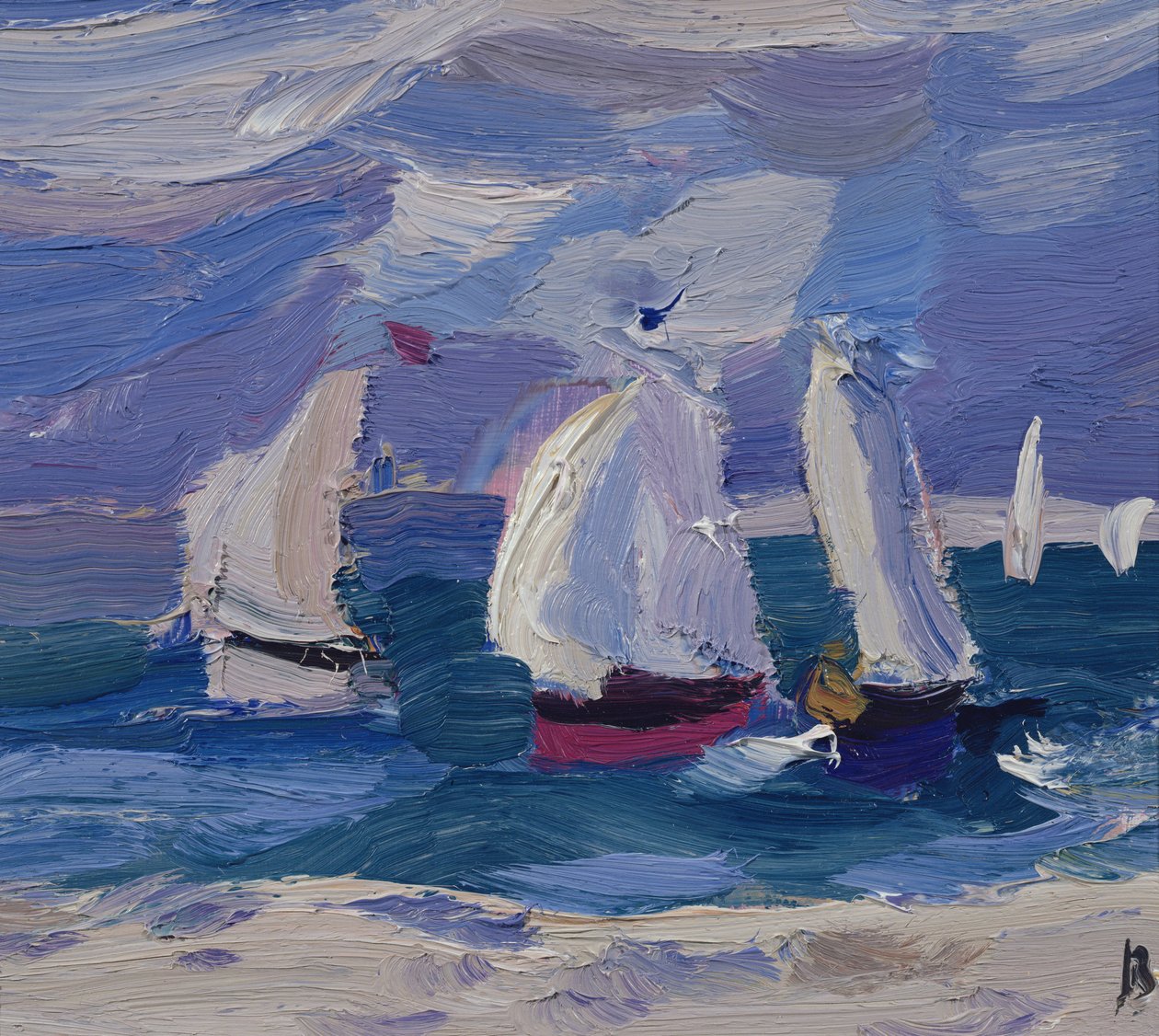 Dinghik versenyzés Poole kikötőjében (olaj a fedélzeten) alkotó: Julian Bailey