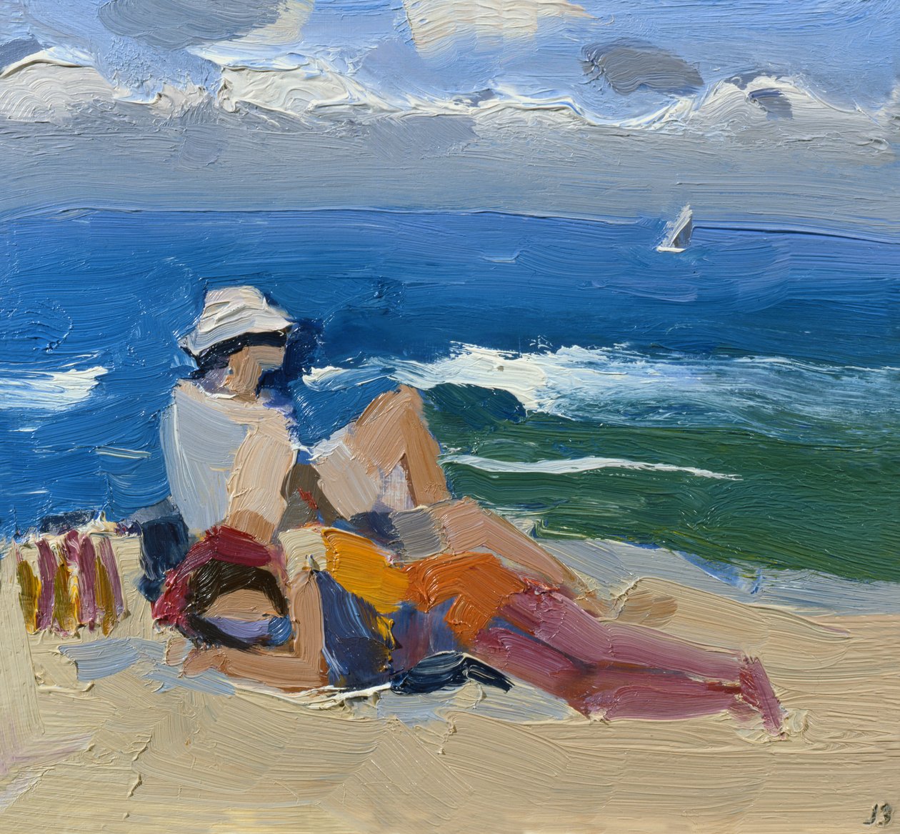 Figurák a tenger mellett, St Ives (olaj a fedélzeten) alkotó: Julian Bailey